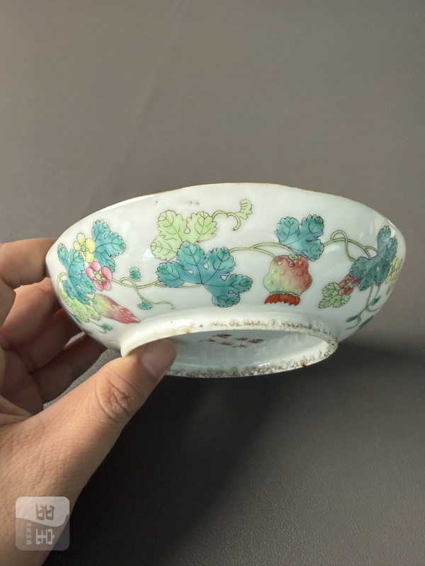清光绪 粉彩癞瓜纹盘一对 - 图12